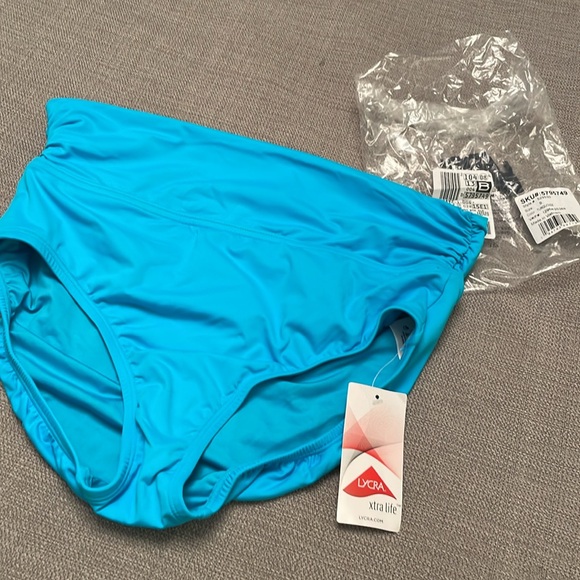 NWT LAND’ END Mid or High Waisted Swim Bikini Bottoms Small 6-8 Turquoise Color - Picture 10 of 11